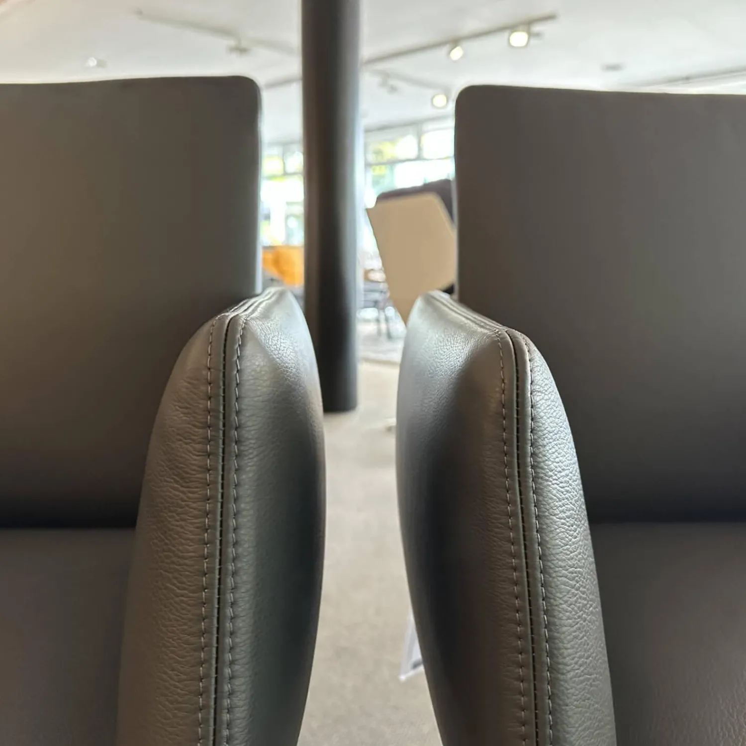 COR Stuhlsets|2er-Set Armlehnstuhl Jalis 541 Leder 287 Grau Drahtgestell Metall Schwarz Pulverbeschichtet