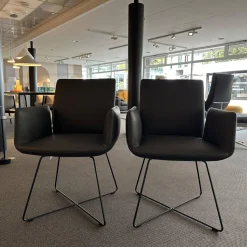 COR Stuhlsets|2er-Set Armlehnstuhl Jalis 541 Leder 287 Grau Drahtgestell Metall Schwarz Pulverbeschichtet