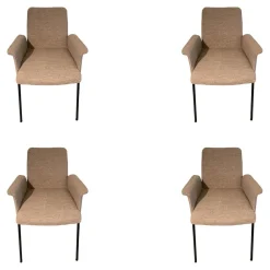 Christine Kröncke Stuhlsets|4er-Set Armlehnstuhl Jaro 200 Stoff 071 Ash Beige Grau Gestell Schwarz Gepulvert