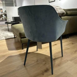 Mobliberica Stuhlsets|4er-Set Armlehnstuhl Kedua 4061 Bezug Stoff Bel-321 A Blau Metallfuß Dreieckig Petrol Dunkelblau