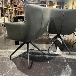 Nouvion Stuhlsets|6er-Set Armlehnstuhl Leder Idaho Graphit Grau Sparkfuß Stahl Schwarz Drehbar