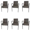 Walter Knoll Stuhlsets|6er-Set Armlehnstuhl Liz M 1330 Bezug Leder Vintage Fango Grau Gestell Schwarz Stapelbar