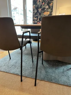 Walter Knoll Stuhlsets|6er-Set Armlehnstuhl Liz M 1330 Bezug Leder Vintage Fango Grau Gestell Schwarz Stapelbar