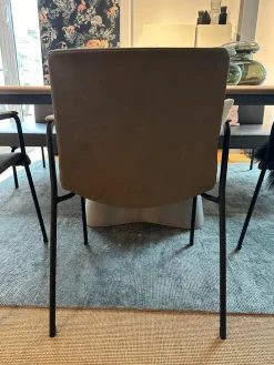 Walter Knoll Stuhlsets|6er-Set Armlehnstuhl Liz M 1330 Bezug Leder Vintage Fango Grau Gestell Schwarz Stapelbar