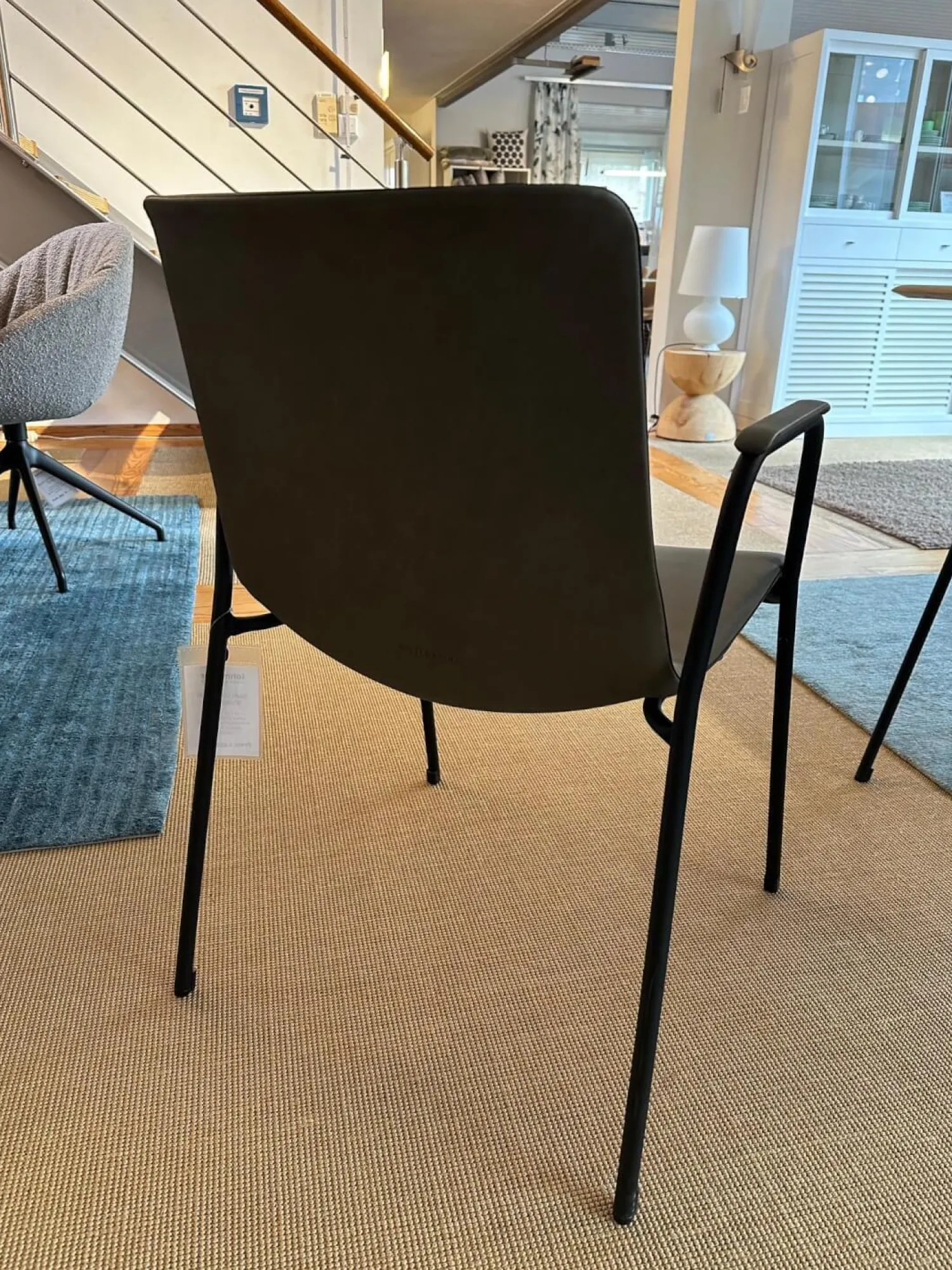 Walter Knoll Stuhlsets|6er-Set Armlehnstuhl Liz M 1330 Bezug Leder Vintage Fango Grau Gestell Schwarz Stapelbar