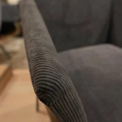 KFF Stuhlsets|4er-Set Armlehnstuhl Milo Bezug Innen Stoff Lisboa 1 Grau Außen Leder Glove Schwarz Gestell Struktur Anthrazit