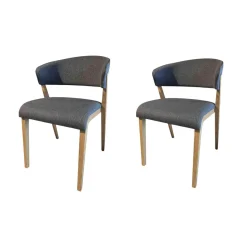 Hülsta Stuhlsets|2er-Set Armlehnstuhl S 500 Stoff 4503 Grau Füße Eiche