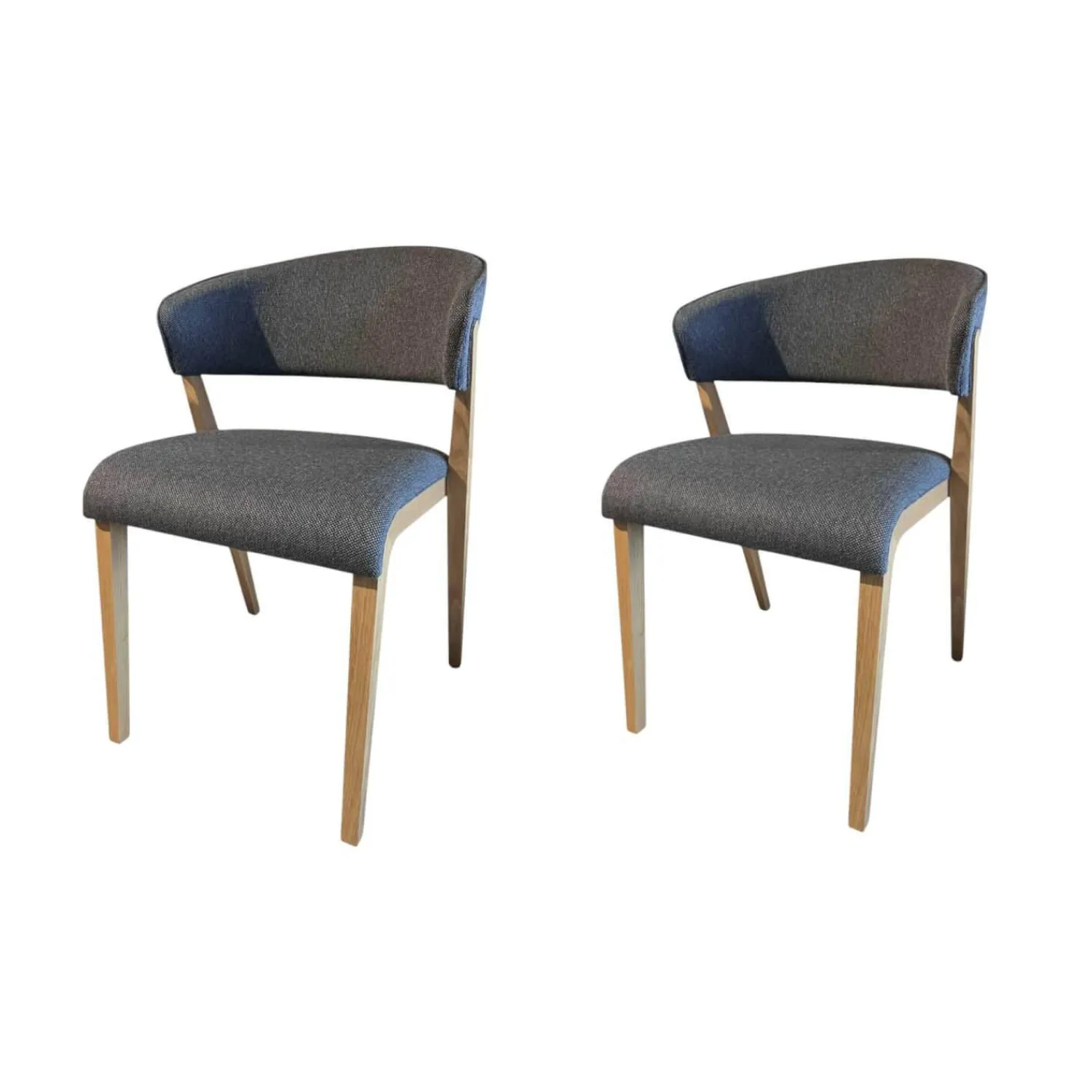 Hülsta Stuhlsets|2er-Set Armlehnstuhl S 500 Stoff 4503 Grau Füße Eiche