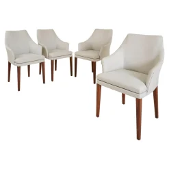 Bielefelder Werkstätten Stuhlsets|4er-Set Armlehnstuhl Saloni Bezug 1602-15 Gestell Nussbaum Geölt