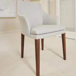 Bielefelder Werkstätten Stuhlsets|4er-Set Armlehnstuhl Saloni Bezug 1602-15 Gestell Nussbaum Geölt