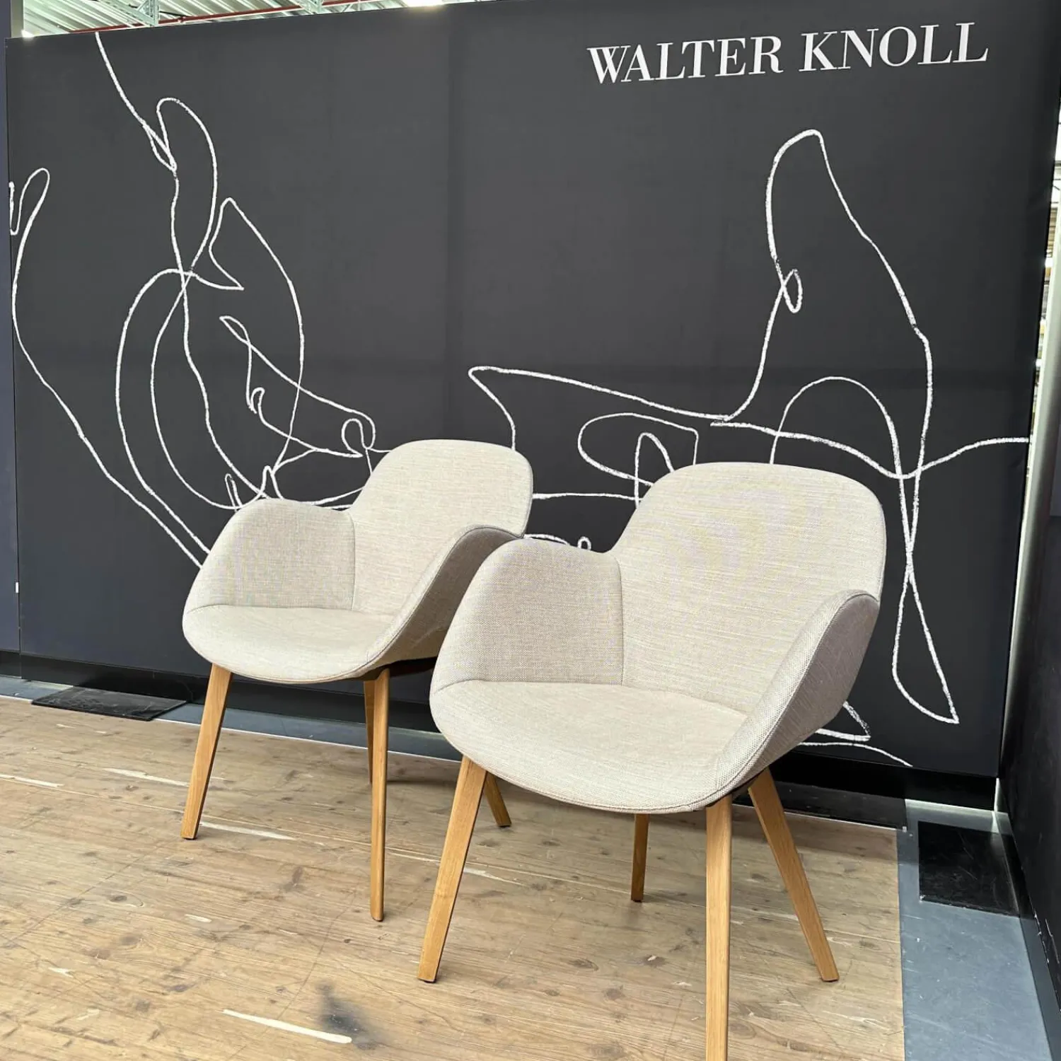 Walter Knoll Stuhlsets|2er-Set Armlehnstuhl Sheru Drehbar Bezug Stoff Canto Pearl Beige Füße Eiche Geräuchert Geölt