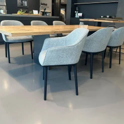 Vitra Stuhlsets|6er-Set Armlehnstuhl Softshell Stoff Savana 06 Siragrey Melange Grau Gestell Basic Dark Schwarz