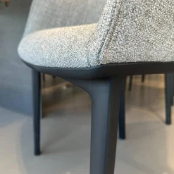 Vitra Stuhlsets|6er-Set Armlehnstuhl Softshell Stoff Savana 06 Siragrey Melange Grau Gestell Basic Dark Schwarz