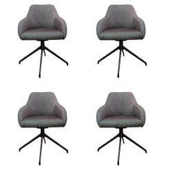 Stern Gartenstühle|4er-Set Armlehnstuhl Turn Outdoorstoff Seidenschwarz Gestell Aluminium Schwarz Matt