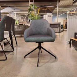 Stern Gartenstühle|4er-Set Armlehnstuhl Turn Outdoorstoff Seidenschwarz Gestell Aluminium Schwarz Matt