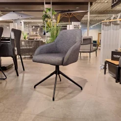 Stern Gartenstühle|4er-Set Armlehnstuhl Turn Outdoorstoff Seidenschwarz Gestell Aluminium Schwarz Matt