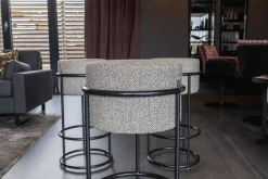 COR Barhocker & Barstühle|3er-Set Barhocker Drop Stoff 5018 Zement Ecru Grau Fuß Schwarz Pulverbeschichtet