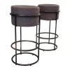 COR Barhocker & Barstühle|2er-Set Barhocker Drop Stoff 5027 Nougat Ecru Grau Füße Schwarz Pulverbeschichtet