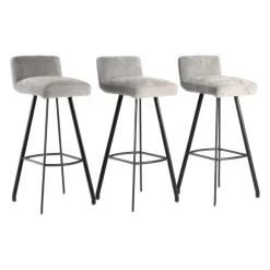 Christine Kröncke Barhocker & Barstühle|3er-Set Barhocker Greg Sitzhöhe 80cm Stoff Beloved Grau