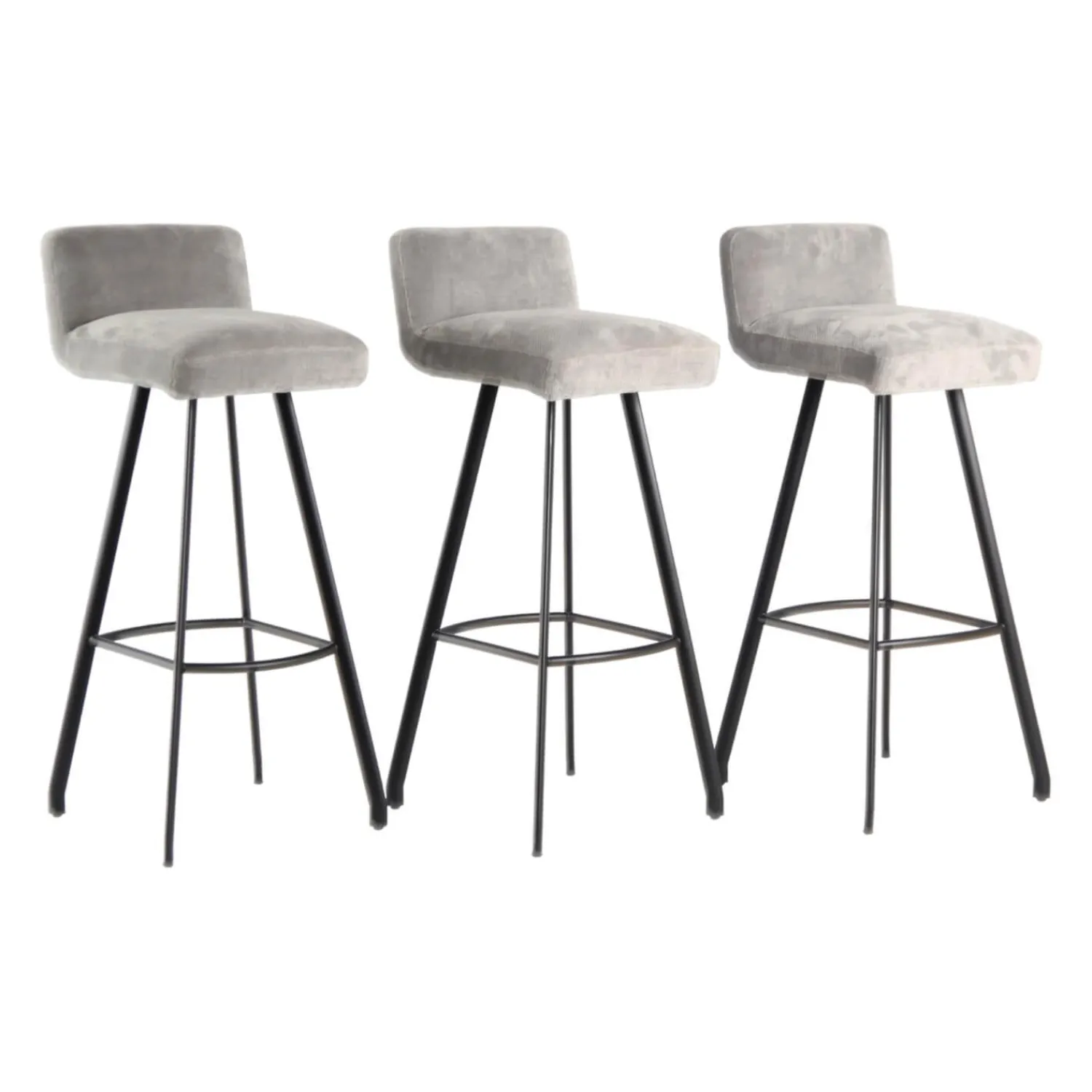 Christine Kröncke Barhocker & Barstühle|3er-Set Barhocker Greg Sitzhöhe 80cm Stoff Beloved Grau