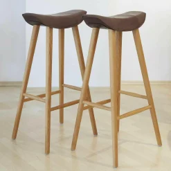 Freifrau Barhocker & Barstühle|2er-Set Barhocker Kya Basic Leder Oman Coffee 501