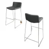 Tonon Barhocker & Barstühle|2er-Set Barhocker Wave Bezug Eco-Leder Schwarz Gestell Verchromt Inklusive Gleiter