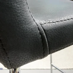 Tonon Barhocker & Barstühle|2er-Set Barhocker Wave Bezug Eco-Leder Schwarz Gestell Verchromt Inklusive Gleiter