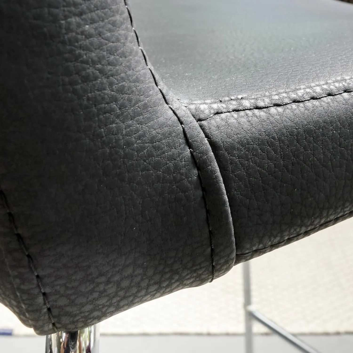 Tonon Barhocker & Barstühle|2er-Set Barhocker Wave Bezug Eco-Leder Schwarz Gestell Verchromt Inklusive Gleiter