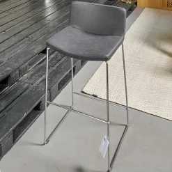 Tonon Barhocker & Barstühle|2er-Set Barhocker Wave Bezug Eco-Leder Schwarz Gestell Verchromt Inklusive Gleiter