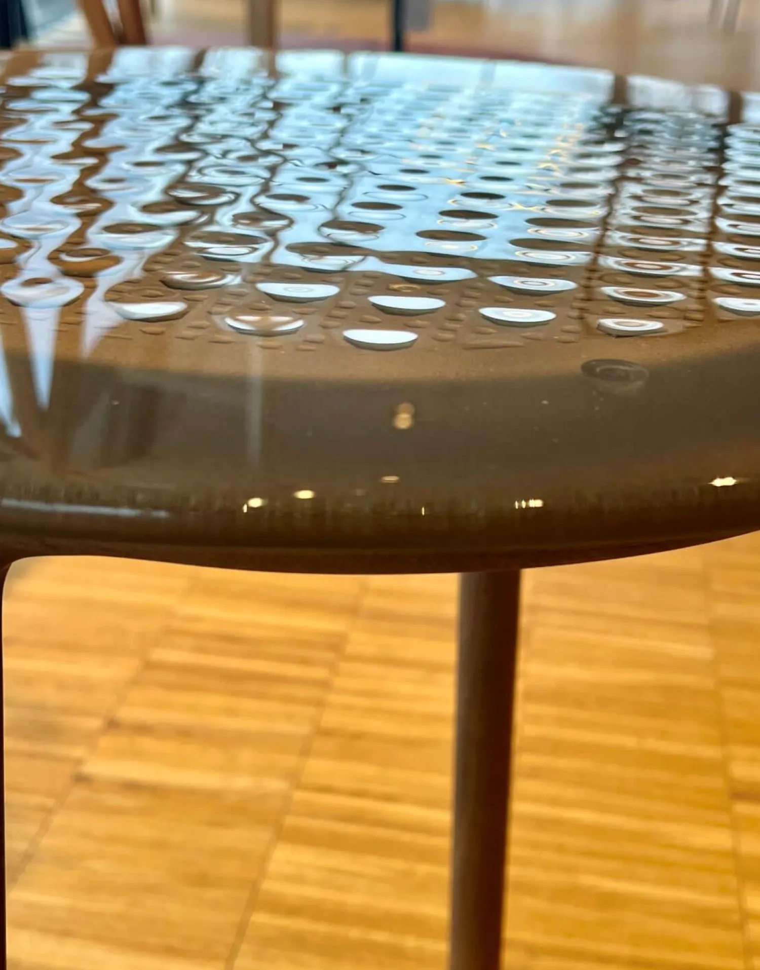 Fiam Beistelltische|3er-Set Beistelltisch Cannage Gehärtetes Geschmolzenes Glas Transparent Fume Bergstein