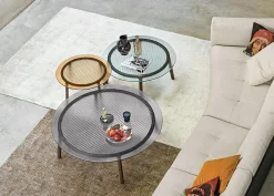 Fiam Beistelltische|3er-Set Beistelltisch Cannage Gehärtetes Geschmolzenes Glas Transparent Fume Bergstein