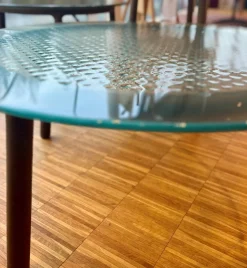 Fiam Beistelltische|3er-Set Beistelltisch Cannage Gehärtetes Geschmolzenes Glas Transparent Fume Bergstein