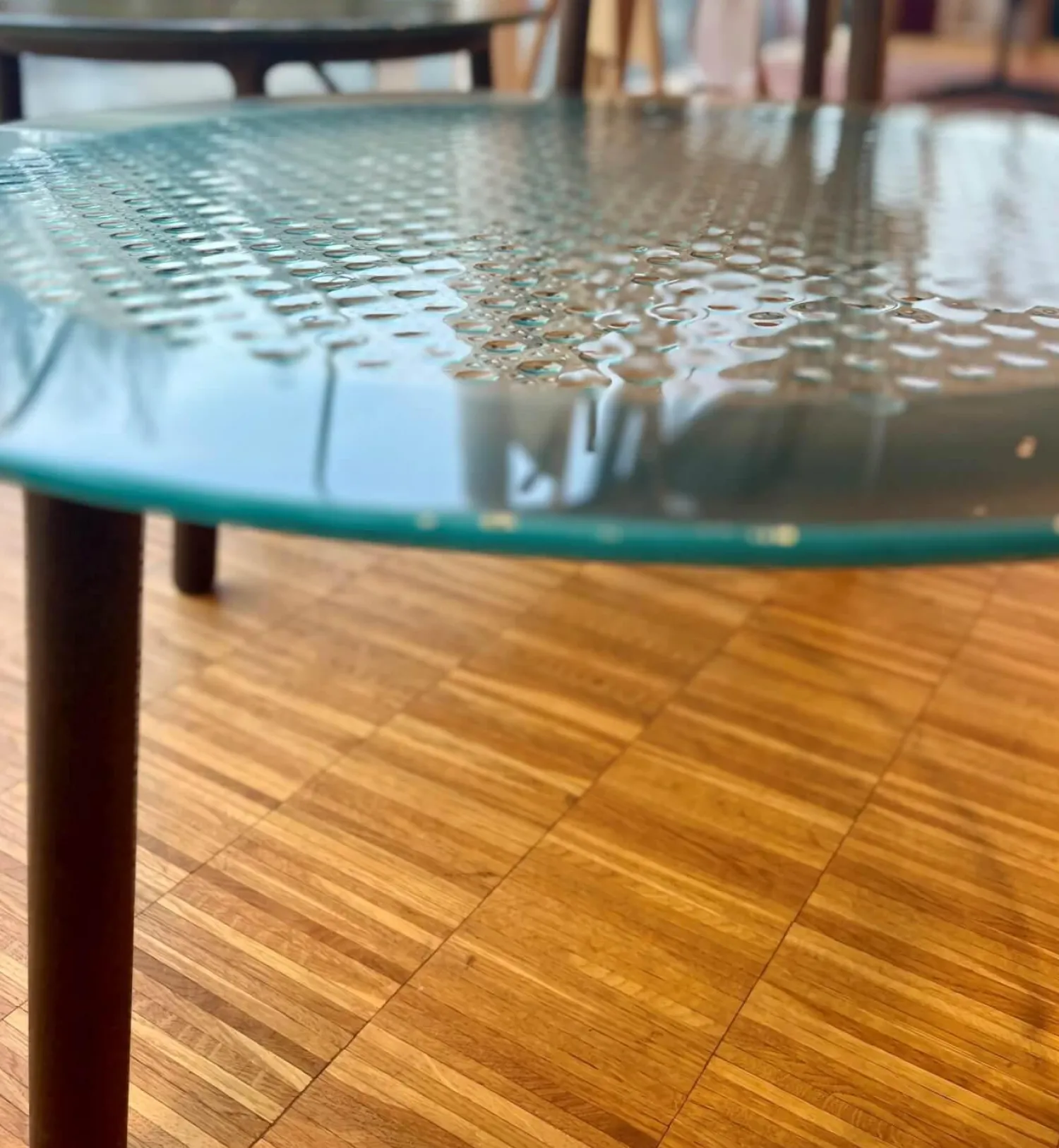 Fiam Beistelltische|3er-Set Beistelltisch Cannage Gehärtetes Geschmolzenes Glas Transparent Fume Bergstein