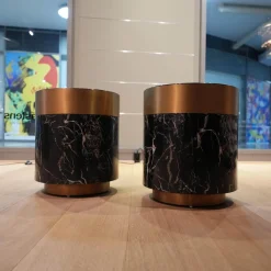 Eichholtz Beistelltische|2er-Set Beistelltisch Caron Schwarzer Kunstmarmor Mit Gebürstetem Messing Finish