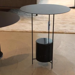 Molteni & C Beistelltische|2er-Set Beistelltisch Panna Cotta Stahlbech Schwarz Lackiert Marmor Marquina Schwarz