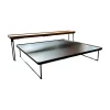 Cassina Beistelltische|2er-Set Beistelltisch Torei Platte Amerikanischer Nussbaum Und Marmor Marquina Schwarz Gestell Metall Schwarz