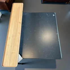 Cassina Beistelltische|2er-Set Beistelltisch Torei Platte Amerikanischer Nussbaum Und Marmor Marquina Schwarz Gestell Metall Schwarz