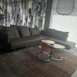 Christine Kröncke Beistelltische|3er-Set Beistelltisch Trio Platte Lack High Hell Beige Medium Ocean Grau Low Maroon Braun Rot Metallgestell Bronze Look Schwarz