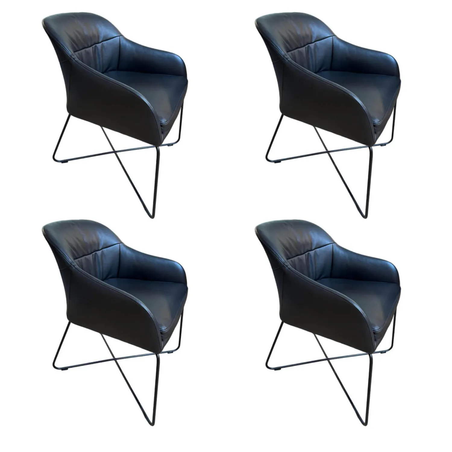 Wendelbo Stuhlsets|4er-Set Caspar Chair Leder Treviso Black Schwarz Gesell Schwarz