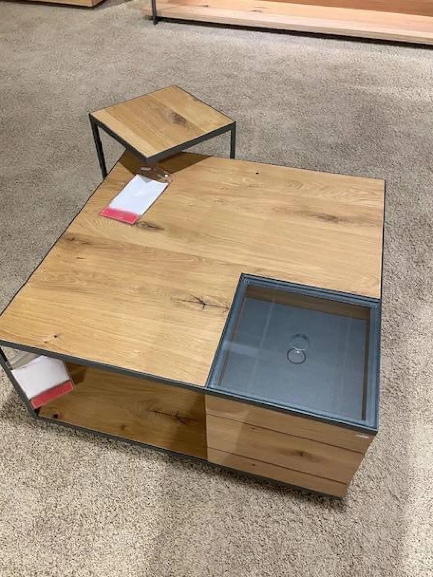 Voglauer Couchtische|2er-Set Couchtisch Vcuben Platte Widleiche Rustico Schwarz Gestell Metall Anthrazit