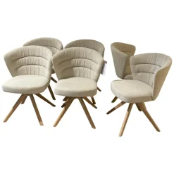 Venjakob Stuhlsets|6er-Set Drehstuhl Capri Stoff Funchal Beige Gestell Wildeiche Hell Gölt