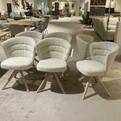 Venjakob Stuhlsets|6er-Set Drehstuhl Capri Stoff Funchal Beige Gestell Wildeiche Hell Gölt