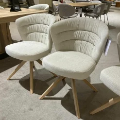 Venjakob Stuhlsets|6er-Set Drehstuhl Capri Stoff Funchal Beige Gestell Wildeiche Hell Gölt