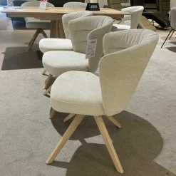 Venjakob Stuhlsets|6er-Set Drehstuhl Capri Stoff Funchal Beige Gestell Wildeiche Hell Gölt