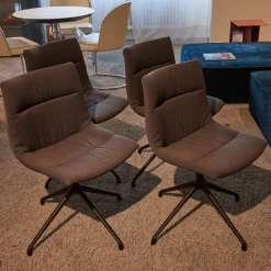 Girsberger Stuhlsets|4er-Set Drehstuhl Marel Bezug Arco Lanoso 01566 Braun 4-Sternfuß Drehbar Schwarz