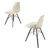 Vitra Stuhlsets|2er-Set Eames Plastik Side Chair DSW Sitzschale Kunststoff Kieselstein Gestell Ahorn Schwarz Lackiert