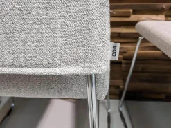 COR Stuhlsets|4er-Set Fino Stoff Zement Hellgrau Drahtgestell Metall Verchromt