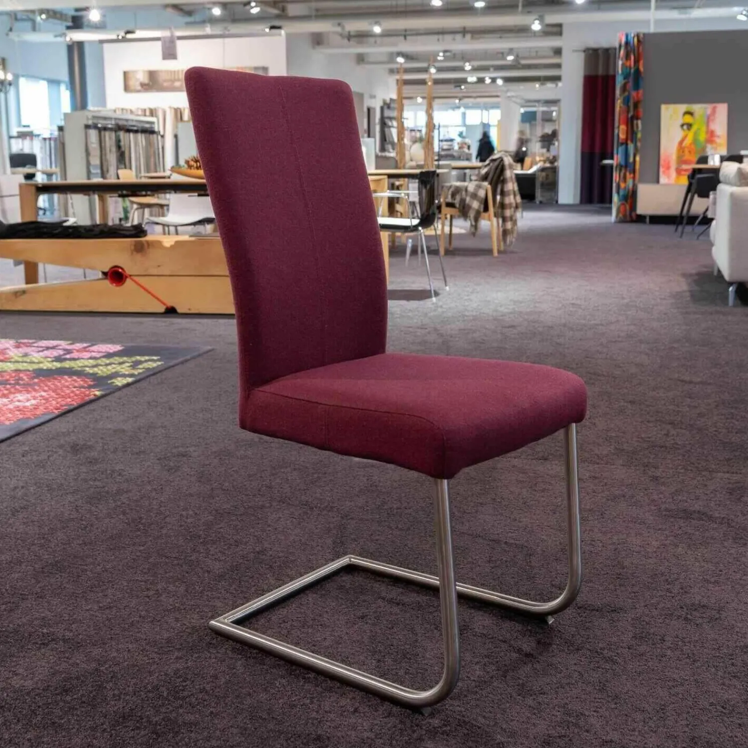 Carega Design Stuhlsets|4er-Set Freischwinger CA Diana 3/B Stoff Facet Aubergine Lichtgrijs Middengrijs Blue