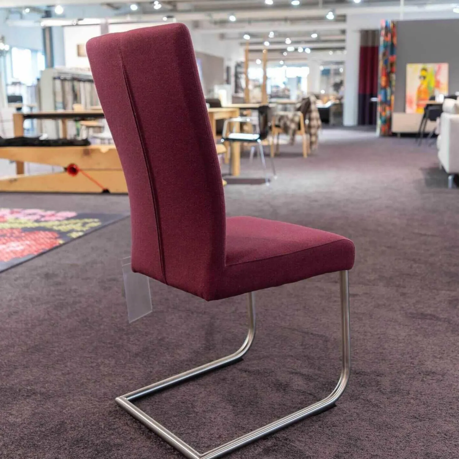 Carega Design Stuhlsets|4er-Set Freischwinger CA Diana 3/B Stoff Facet Aubergine Lichtgrijs Middengrijs Blue