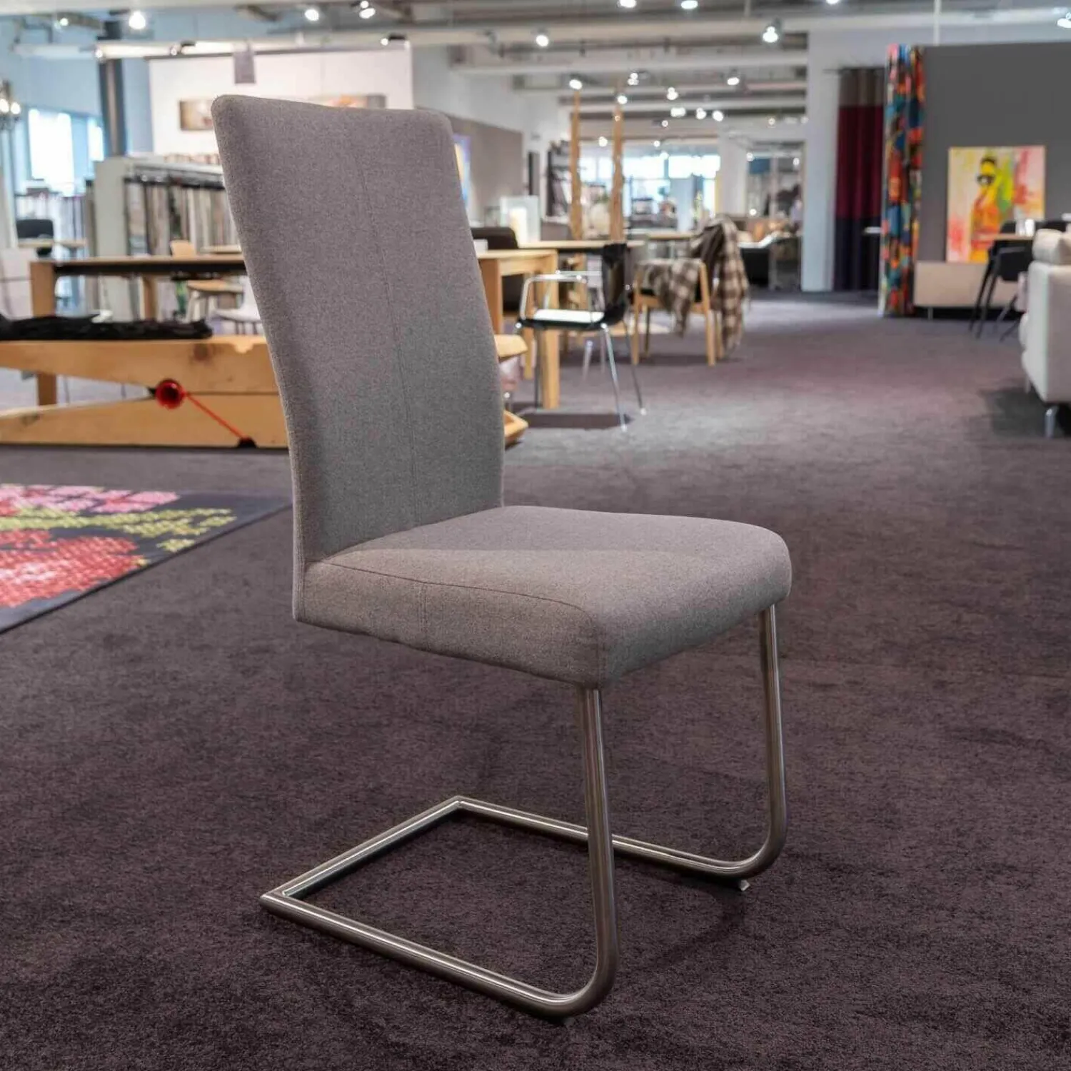 Carega Design Stuhlsets|4er-Set Freischwinger CA Diana 3/B Stoff Facet Aubergine Lichtgrijs Middengrijs Blue